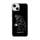 ビールとアート TM-3 Designの彫刻 × BEER（考える人）白線画-ブラック Soft Clear Smartphone Case