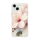botanicalartAIの春のふんわり桜の花のアート Soft Clear Smartphone Case