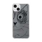 ラルドのキョトン顔ハチワレねこさん　手描き Soft Clear Smartphone Case