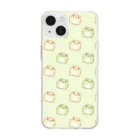 しろくろショップのだいふくかえる&きなこ総柄 Soft Clear Smartphone Case