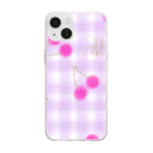 ソルトの部屋着のさくらんぼラベンダーギンガム Soft Clear Smartphone Case