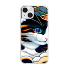 マッケンデジタルワールドの葛飾猫斎　猫名黒雪　浮世絵lofiアートパンクシティ　かわいいねこ Soft Clear Smartphone Case