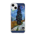 SONOTENI-ARTの005-003　ゴッホ　『糸杉と星の見える道』　クリア　スマホケース　iPhone 14/14Pro/13/13Pro/12/12Pro/11専用デザイン　CC5-1 Soft Clear Smartphone Case
