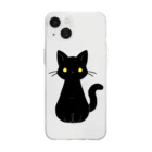 nekono0mimozaのシンプルな金眼の黒猫さん Soft Clear Smartphone Case