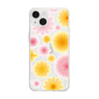 kimchinの華やかな色合いの花柄 Soft Clear Smartphone Case