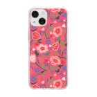 Katie（カチエ）のエキゾチックな花柄（ピンク／小） Soft Clear Smartphone Case