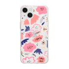 Katie（カチエ）の抽象的な手描きの花柄 Soft Clear Smartphone Case