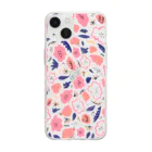 Katie（カチエ）の抽象的な手描きの花柄 Soft Clear Smartphone Case