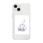 塩バターの春待ちちゃん 線画ver. Soft Clear Smartphone Case