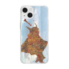 Yanagiya Kosanjiの北海道_TextMap_木目調[空と海] Soft Clear Smartphone Case