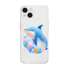 dolphineの可愛いイルカ Soft Clear Smartphone Case