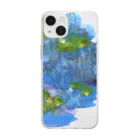 c5watercolorの水彩ペイント・紫系抽象画 Soft Clear Smartphone Case