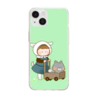 フタバ（イラストレーター・マンガ家）のゆるゆるとした子どもヤギさんと子どもオオカミさんグッズ Soft Clear Smartphone Case