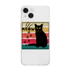 ZABBIのblack cat meow paw signature Soft Clear Smartphone Case