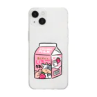 サメとメンダコ[namelessmm2]のメンダコいちごミルク Soft Clear Smartphone Case