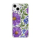 _Anzuのフローラル　紫 Soft Clear Smartphone Case