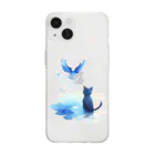 yuuの黒猫と青い鳥 Soft Clear Smartphone Case