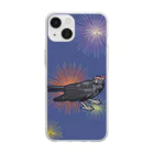 やちよ｜リアル鳥イラストのはちまき鳥_ハシボソガラスさん Soft Clear Smartphone Case