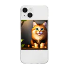 ラッキーマインあべむつきのかわいい猫のイラストグッズ Soft Clear Smartphone Case