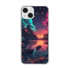 SIRO-ショップ！の[ファンタジー] 湖に浮かぶ2つの船 Soft Clear Smartphone Case