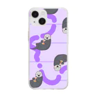 まるちゃん。のラッコピクルスGRAY〖PURPLE〗 Soft Clear Smartphone Case