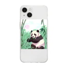 釜玉うどんの竹林のパンダ Soft Clear Smartphone Case