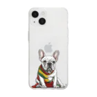 Frenchie-Rasta DoggのFrenchie-Rasta Dogg Soft Clear Smartphone Case