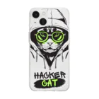 geshicoのcat ハッカー　 Soft Clear Smartphone Case