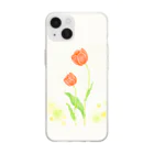 くぼふみえ の親子チューリップ① Soft Clear Smartphone Case