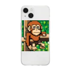 街の雑貨屋さんのドット絵キュートモンキーコレクション Soft Clear Smartphone Case