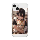 kazu_gのマンチカンを抱く美少女 Soft Clear Smartphone Case