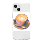 Kyoshimasaのカフェ好き Soft Clear Smartphone Case