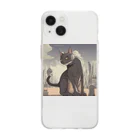 TAIYO 猫好きの美しい街並みと美しい猫 Soft Clear Smartphone Case