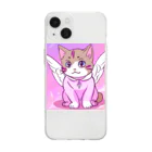 可愛い猫ちゃんの天使の猫ちゃん Soft Clear Smartphone Case