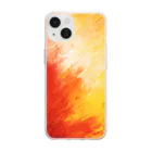 hitty-chyの赤×黄色（絵画風） Soft Clear Smartphone Case