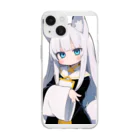 ケモ耳美少女キツネちゃん（AIart）の白髪美少女キツネちゃん Soft Clear Smartphone Case