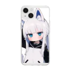 ケモ耳美少女キツネちゃん（AIart）の白髪美少女キツネちゃん Soft Clear Smartphone Case