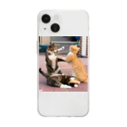 ume's shopの猫の喧嘩 Soft Clear Smartphone Case