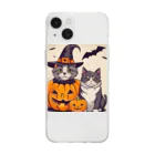 あなたの心をわしづかみSHOPの可愛いハロウィンねこちゃん💗 Soft Clear Smartphone Case