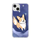 コーギーライフの星空をかけるコーギー Soft Clear Smartphone Case