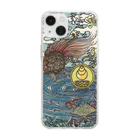 JapaneseArt Yui Shopの亀蟹合戦 Soft Clear Smartphone Case