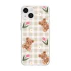 peppeのフラワーテディ♡ Soft Clear Smartphone Case