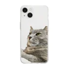 グレージュ猫ロッタン🐈‍⬛の緊張ロッタン Soft Clear Smartphone Case