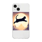 toto012の猫のシルエットグッズ Soft Clear Smartphone Case