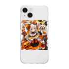 チワワ愛好家ショップの魔法のハロウィン・チワワと魔女の魔術 Soft Clear Smartphone Case