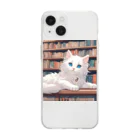 yoiyononakaの図書室の番猫03 Soft Clear Smartphone Case