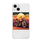 毎日がにゃんとも幸せ マサッチShopのレトロバイクドット　夕日編　№３ Soft Clear Smartphone Case