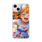 poketuのかわいい少女のイラストグッズ Soft Clear Smartphone Case