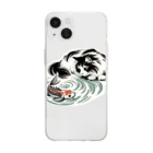 MakotOの猫と鯉（水墨画風） Soft Clear Smartphone Case