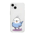 ぽっぽこ本舗のインコ走る Soft Clear Smartphone Case